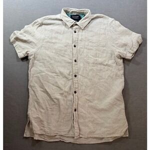 Scotch Soda Short Sleeve Button Down Shirt Mens L Beige Linen Blend Casual.
